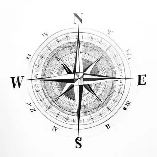 compass pointing to a heart  tattoo design idea