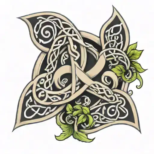 Celtic triskel with cross of Lorraine and initials G E tattoo design idea