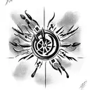 Dark Tower with revolvers tattoo design idea