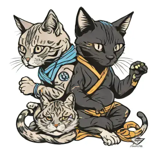Cats and bjj tattoo design idea