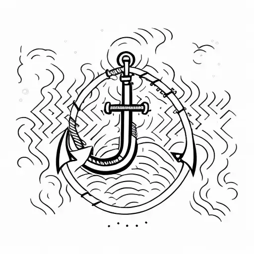 a men diver with an anchor tattoo design idea
