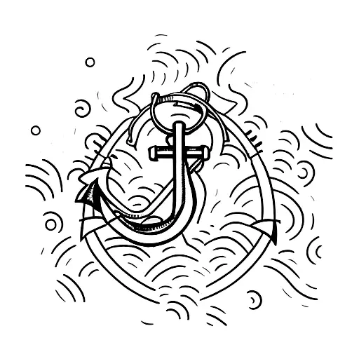 a men diver with an anchor tattoo design idea