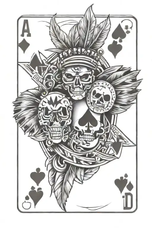 native and ace cards arranged tattoo design idea