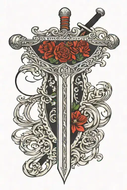 Scottish claymore long sword tattoo design idea