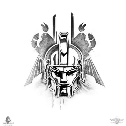 spartan kneeling in blood tattoo design idea