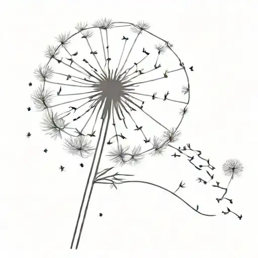 Dandelion blowing and dandelion flower  tattoo design idea