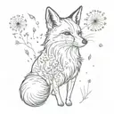 Fox and Dandelion blowing in the wind tattoo design idea