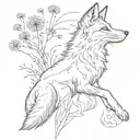 Fox and Dandelion blowing in the wind tattoo design idea