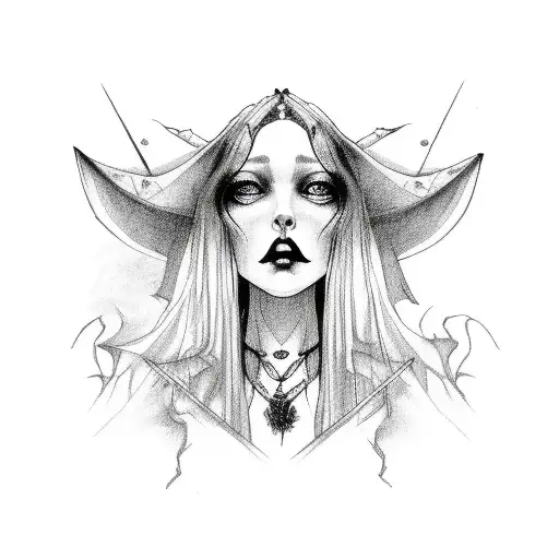 gothic Salem witch asthetic tattoo design idea