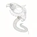 a crow held by a snake wrapped round tattoo design idea