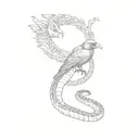 a crow held by a snake wrapped round tattoo design idea