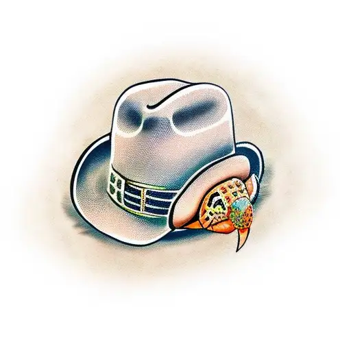 Traditional Turtle Wearing A Cowboy Hat Tattoo Idea - BlackInk AI