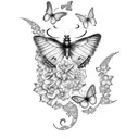 purple butterfly answering phone with text saying "hello beauty, house of cutie" tattoo design idea