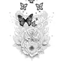 purple butterfly with text saying "hello beauty, house of cutie" tattoo design idea