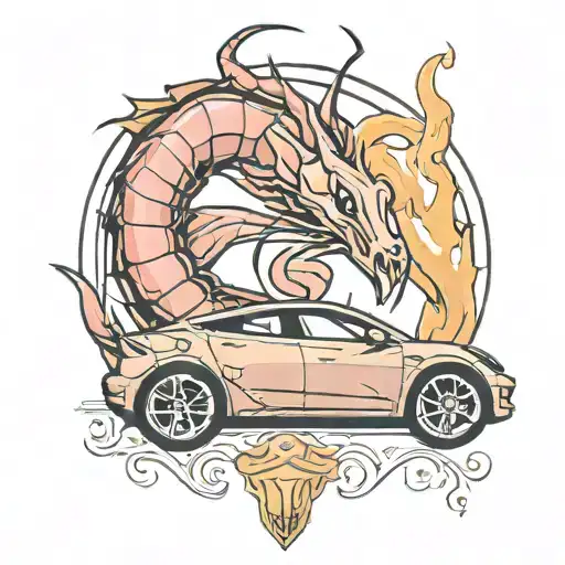 shrimp in a Tesla model 3 tattoo design idea