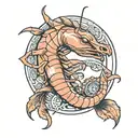 shrimp in a Tesla model 3 tattoo design idea