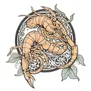 shrimp in a Tesla model 3 tattoo design idea