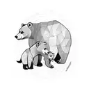 momma bear with cubs tattoo design idea