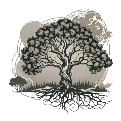 Design a masculine Tree of Life tattoo for a man's wrist. The tattoo should be bold and detailed, with strong lines and  tattoo design idea