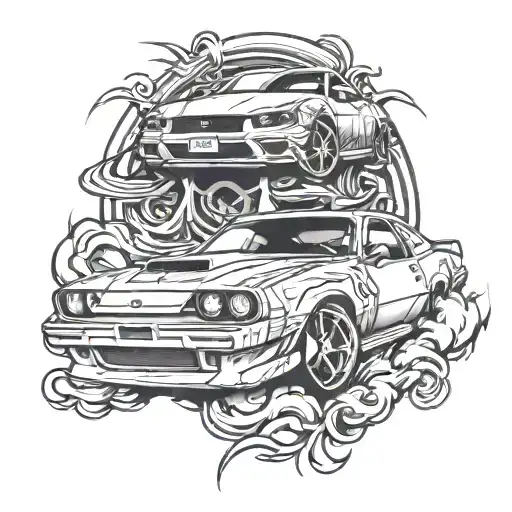 drift car tattoo design idea