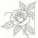 1 rose (with stem) and 1 holly branch in a long vase tattoo design idea