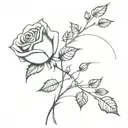1 rose (with stem) and 1 holly branch in a long vase tattoo design idea