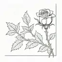 1 rose (with stem) and 1 holly branch in a long vase tattoo design idea