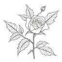 1 rose (with stem) and 1 holly branch in a long vase tattoo design idea