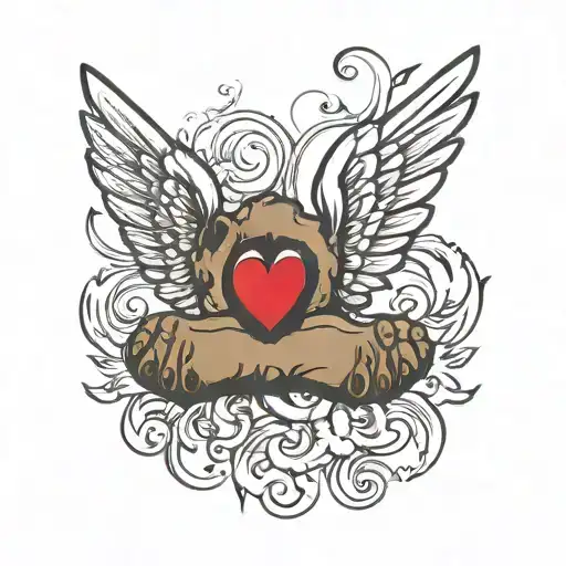 dog footprint with angel wings  tattoo design idea