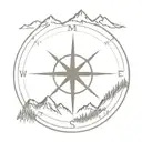 Compass with mountains tattoo design idea