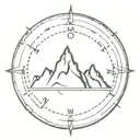 Compass with mountains tattoo design idea
