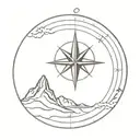 Compass with mountains tattoo design idea