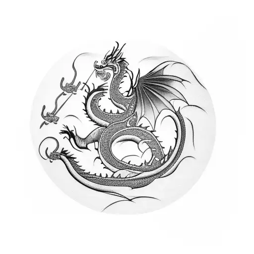A tattoo inspired by the elegance of Chinese culture, featuring a dragon, a crane, and a carp tattoo design idea