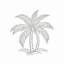 A silhouette of a palm tree against a vibrant sunset on the beach tattoo design idea