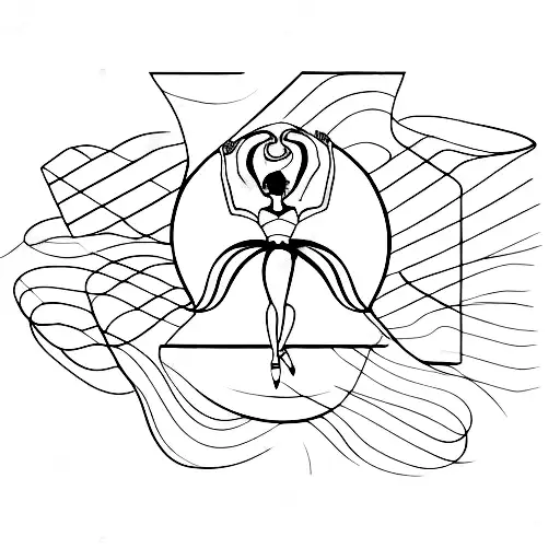 A minimalist tattoo of overlapping lines forming a ballerina, symbolizing the delicate balance between control and freedom tattoo design idea