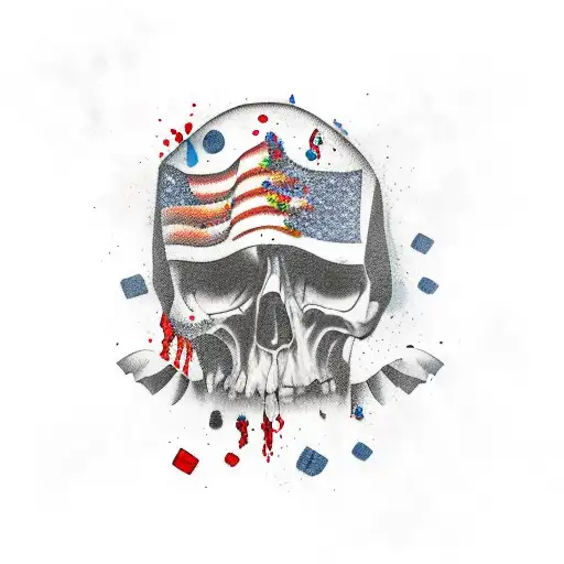 patriotic fallen dead tattoo design idea