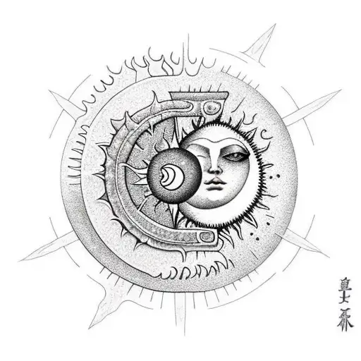 Sun and Moon tattoo design idea