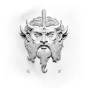 marcus aurelius half face and oni mask tattoo design idea