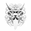 marcus aurelius half face and oni mask tattoo design idea