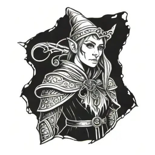 medieval elf tattoo design idea