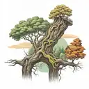 Appalachia tree intertwined pilot scuba diving father sons tattoo design idea