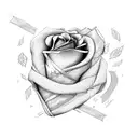 broken heart wrapped in bandages with roses growing from it  tattoo design idea