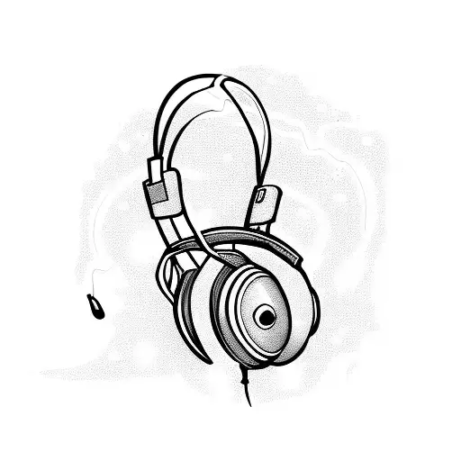 A ghost listening to music with headphones symbolizing strong passion for music tattoo design idea