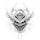 complex detailed humanoid magnificent beautiful sleek fierce apocalyptic cyberpunk dragon whole full length body cyberpu tattoo design idea