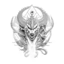 complex detailed humanoid magnificent beautiful sleek fierce apocalyptic cyberpunk dragon whole full length body cyberpu tattoo design idea