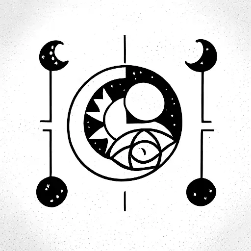 Tarot cards Sun and Moon tattoo design idea