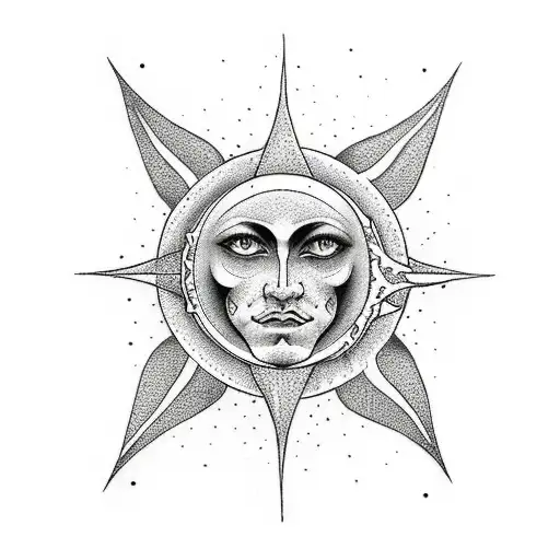 Tarot cards Sun and Moon tattoo design idea