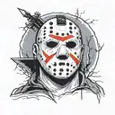 draw Jason voorhes face on one side the make the other half of the face Michael Myers’s with a moon in the background  tattoo design idea