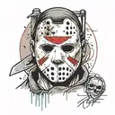 draw Jason voorhes face on one side the make the other half of the face Michael Myers’s with a moon in the background  tattoo design idea