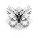 A hauntingly beautiful death moth with intricate dotwork details, representing the darker aspects of life and music. tattoo design idea